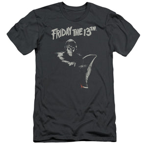 Friday The 13th Ax Slim Fit Mens T Shirt Charcoal