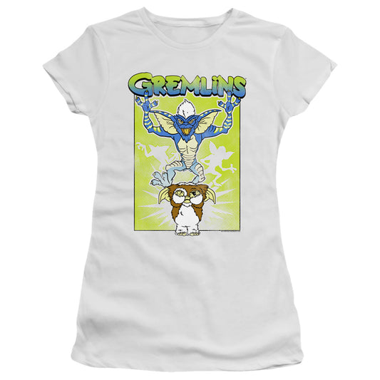 Gremlins Be Afraid Junior Sheer Cap Sleeve Womens T Shirt White