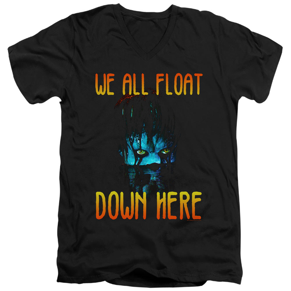 IT We All Float Down Here Mens Slim Fit V-Neck T Shirt Black