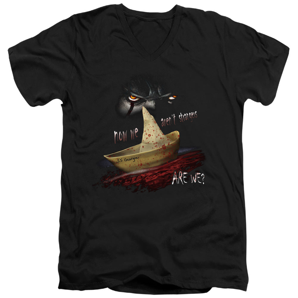 IT Now We Arent Strangers Mens Slim Fit V-Neck T Shirt Black