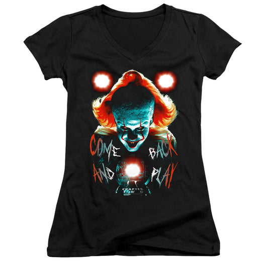 IT Dead Lights Junior Sheer Cap Sleeve V-Neck Womens T Shirt Black