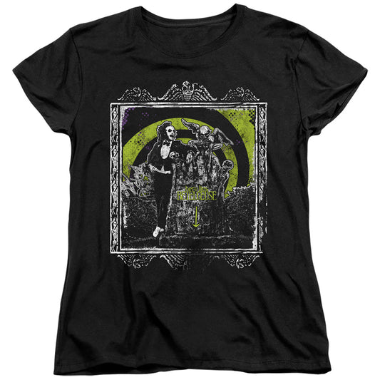 Beetlejuice Here Lies Womens T Shirt Black