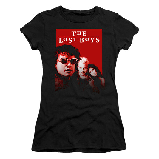 The Lost Boys Michael David Star Junior Sheer Cap Sleeve Womens T Shirt Black