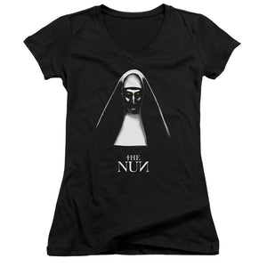 The Nun The Nun Junior Sheer Cap Sleeve V-Neck Womens T Shirt Black