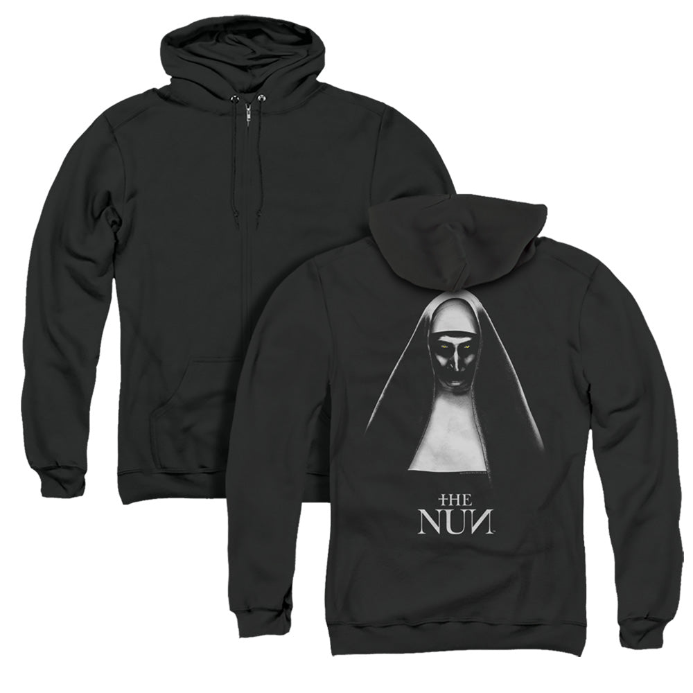 The Nun The Nun Back Print Zipper Mens Hoodie Black