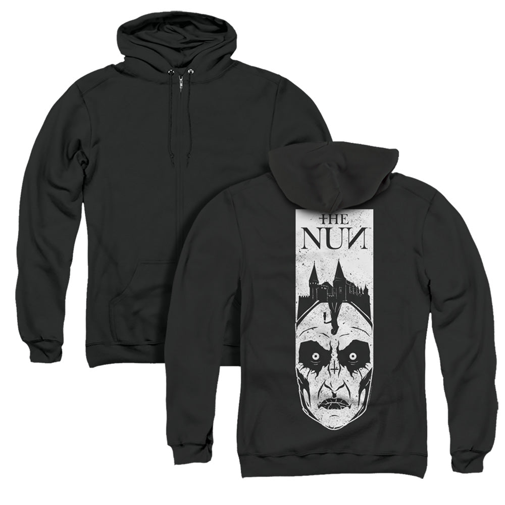 The Nun Gaze Back Print Zipper Mens Hoodie Black