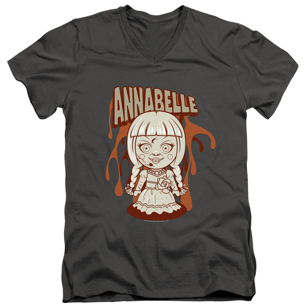 Annabelle Annabelle Illustration Mens Slim Fit V-Neck T Shirt Charcoal