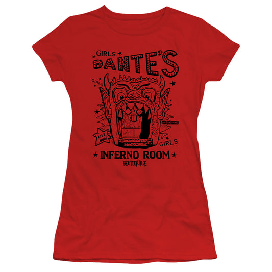 Beetlejuice Dantes Inferno Room Junior Sheer Cap Sleeve Womens T Shirt Red