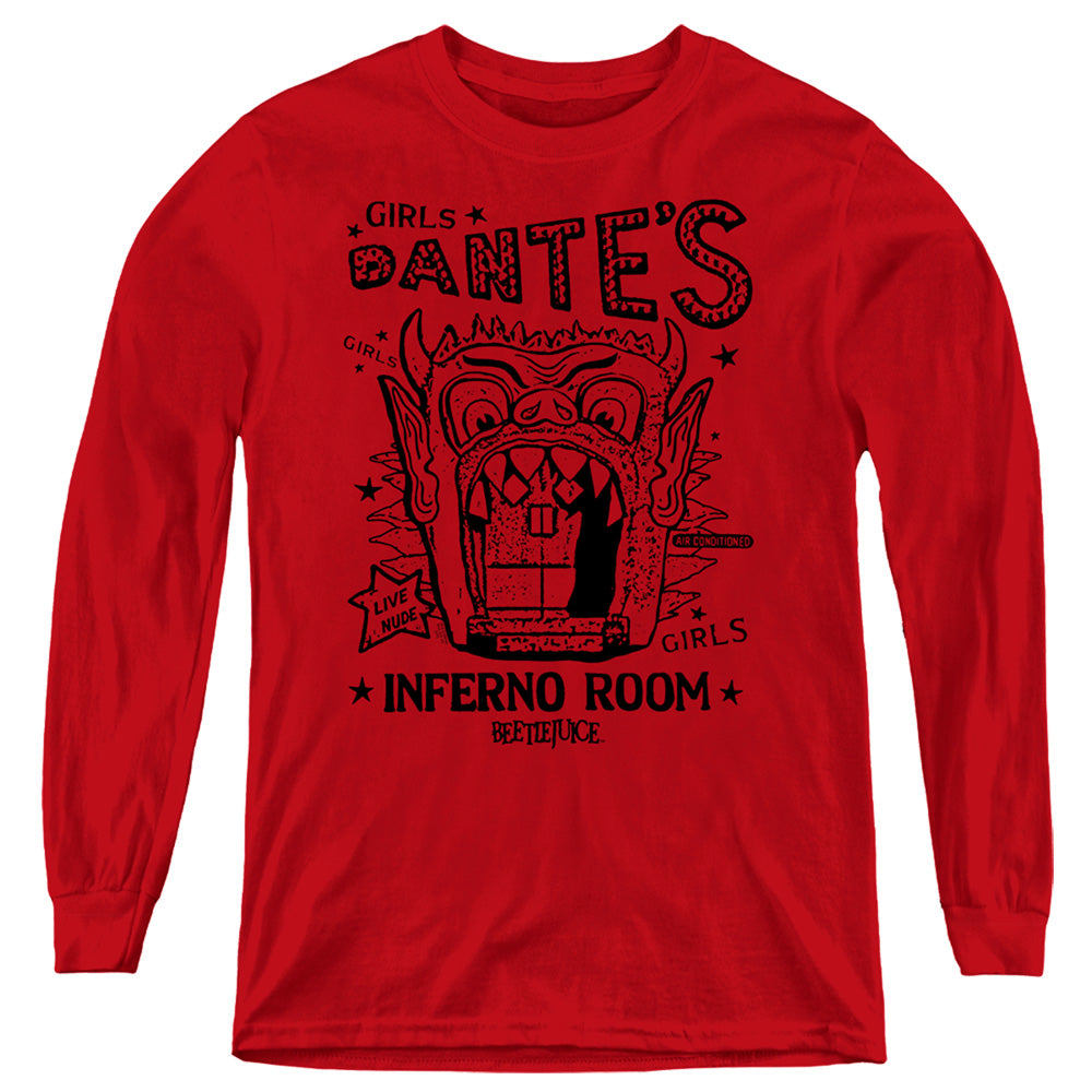 Beetlejuice Dantes Inferno Room Long Sleeve Kids Youth T Shirt Red