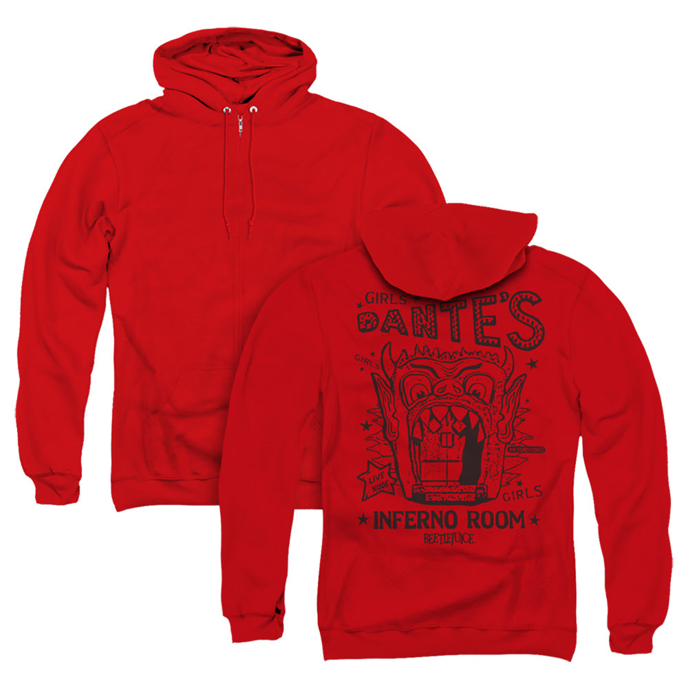 Beetlejuice Dantes Inferno Room Back Print Zipper Mens Hoodie Red