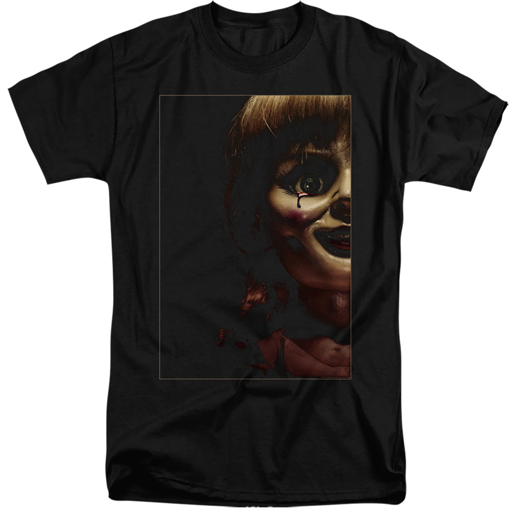Annabelle Doll Tear Mens Tall T Shirt Black