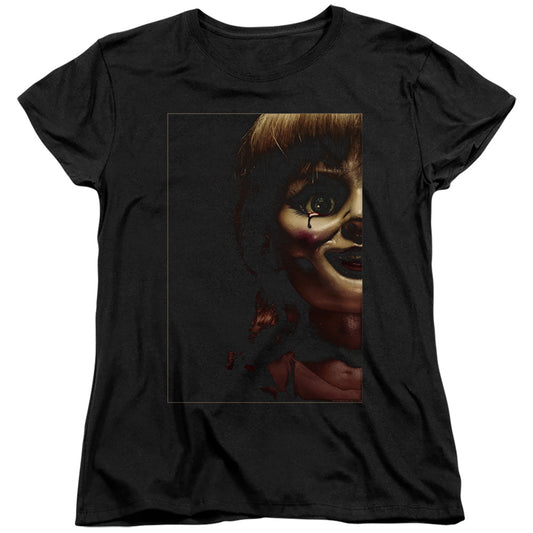 Annabelle Doll Tear Womens T Shirt Black