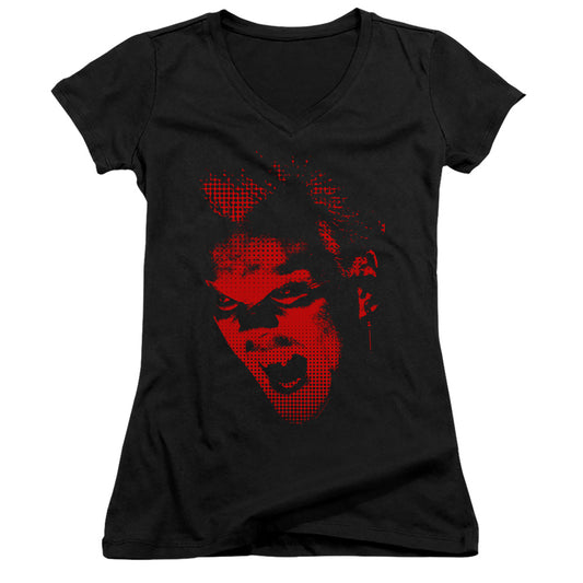 The Lost Boys David Junior Sheer Cap Sleeve V-Neck Womens T Shirt Black