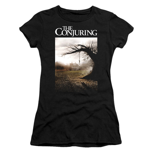 The Conjuring Poster Junior Sheer Cap Sleeve Womens T Shirt Black