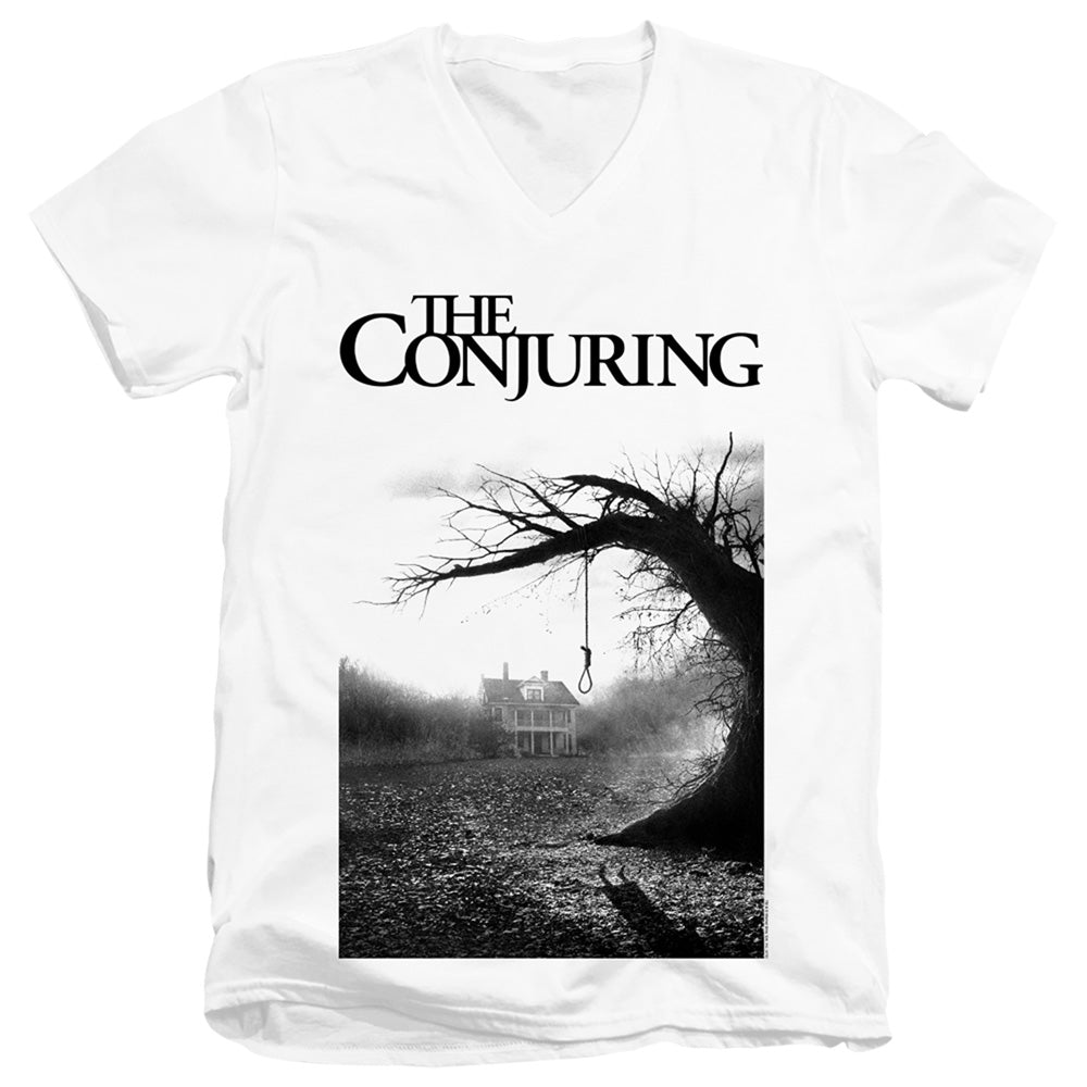The Conjuring Poster Mens Slim Fit V-Neck T Shirt White