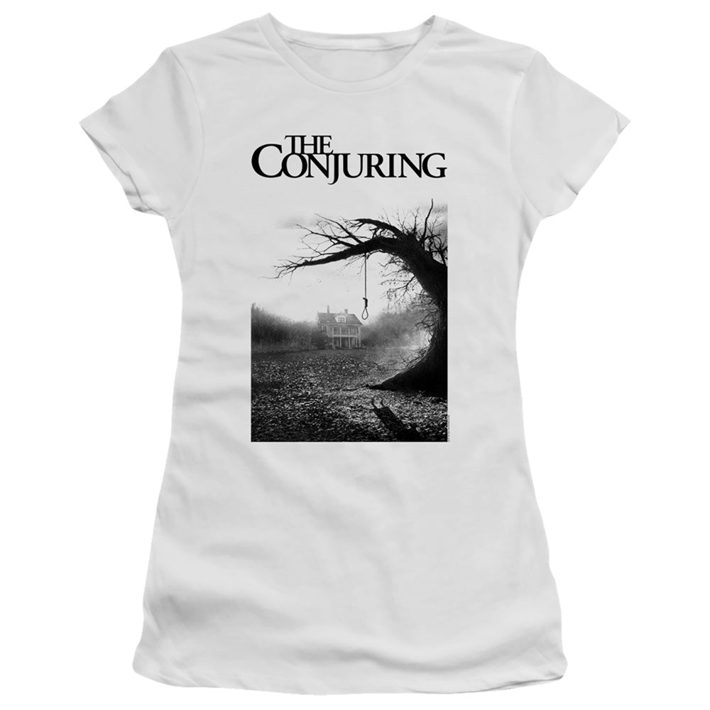 The Conjuring Poster Junior Sheer Cap Sleeve Womens T Shirt White