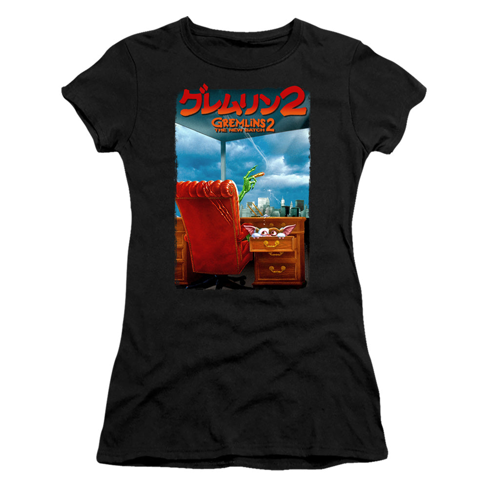 Gremlins 2 G2 Poster Junior Sheer Cap Sleeve Womens T Shirt Black