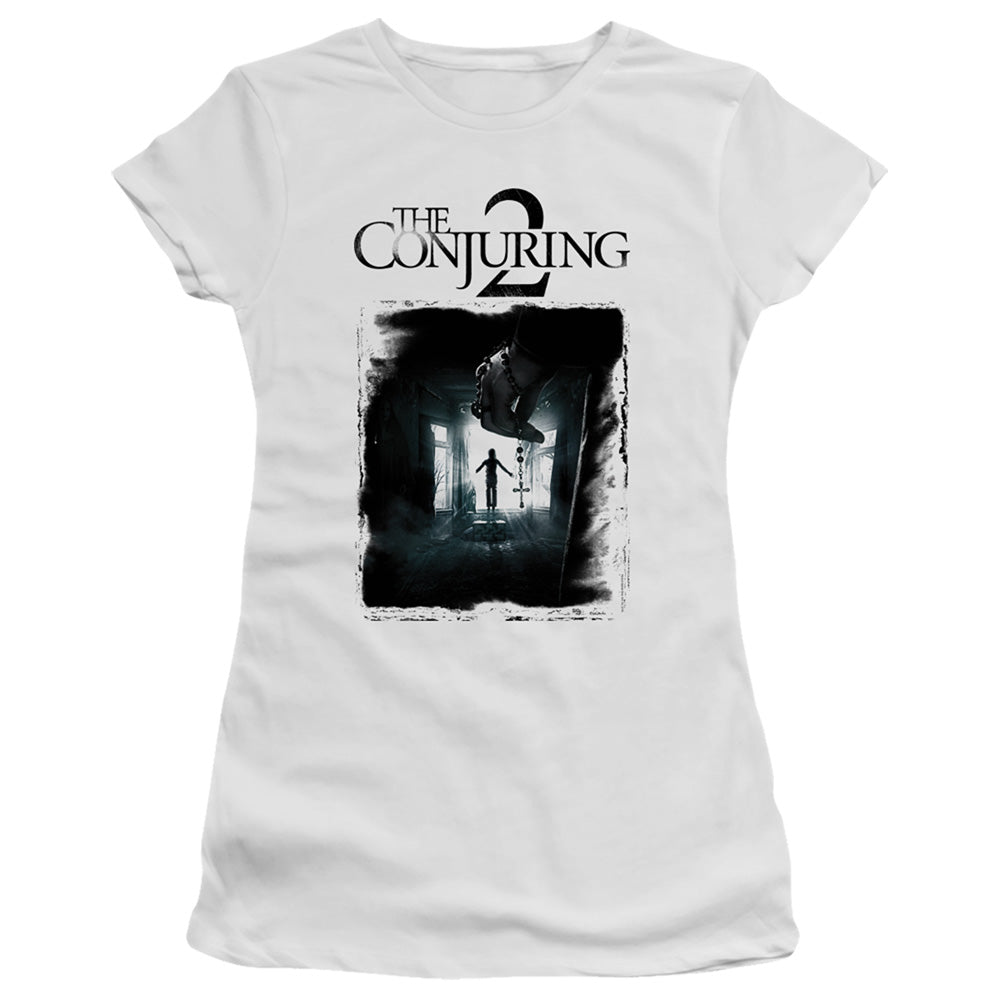 The Conjuring 2 Poster Junior Sheer Cap Sleeve Womens T Shirt White