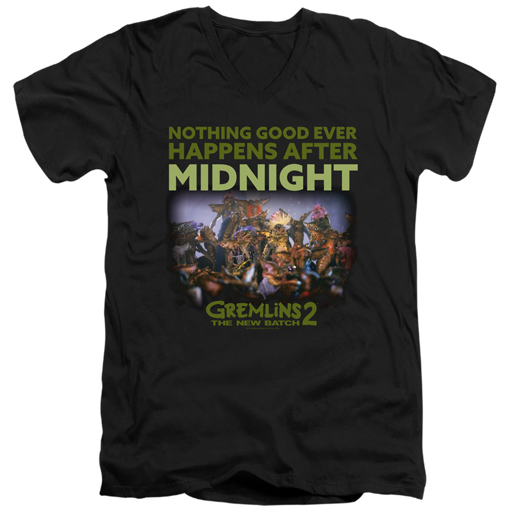 Gremlins 2 After Midnight Mens Slim Fit V-Neck T Shirt Black