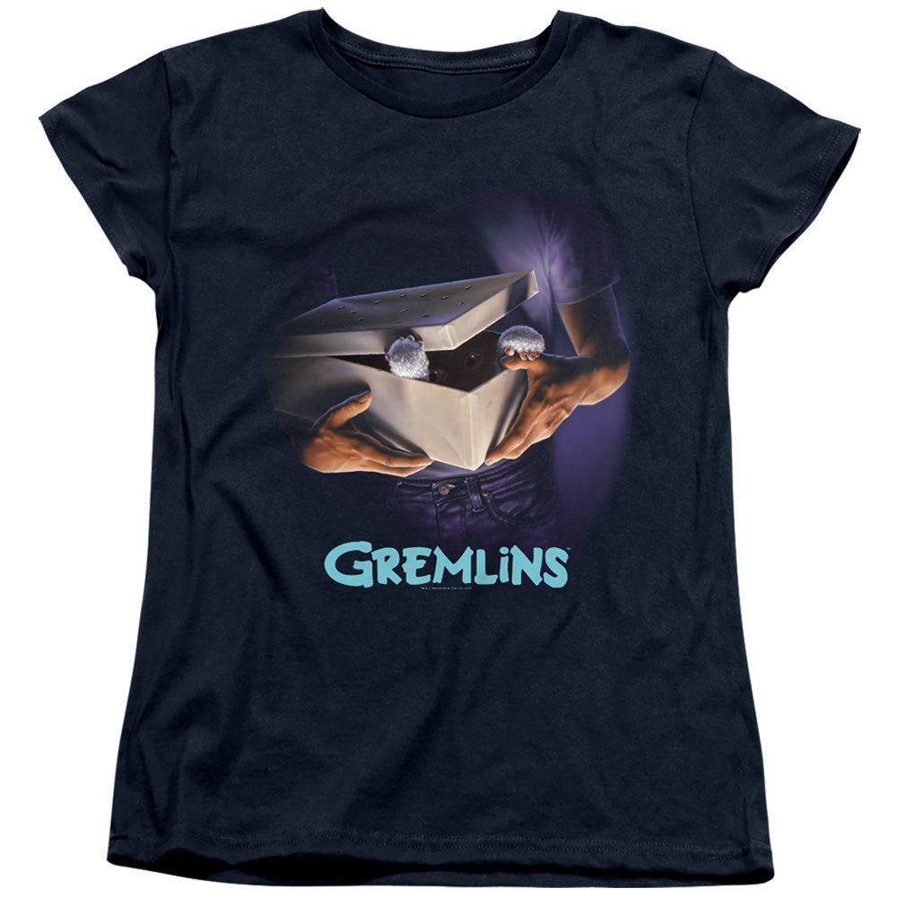 Gremlins Original Poster Womens T Shirt Navy Blue