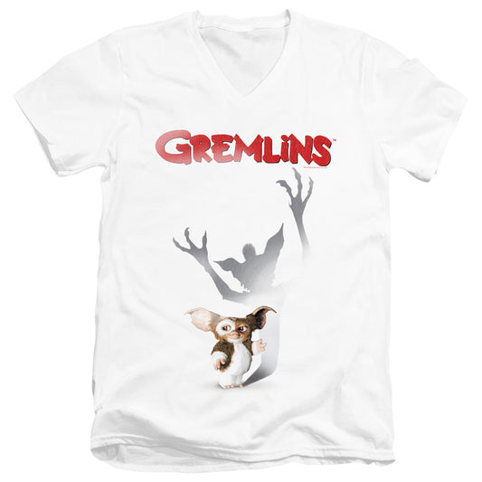 Gremlins Shadow Mens Slim Fit V-Neck T Shirt White