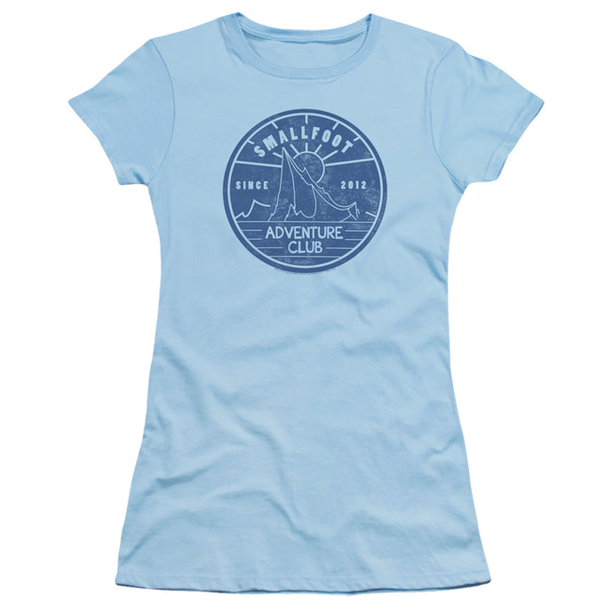 Smallfoot Adventure Club Junior Sheer Cap Sleeve Womens T Shirt Light Blue