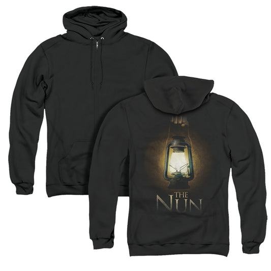 The Nun Lantern Back Print Zipper Mens Hoodie Black