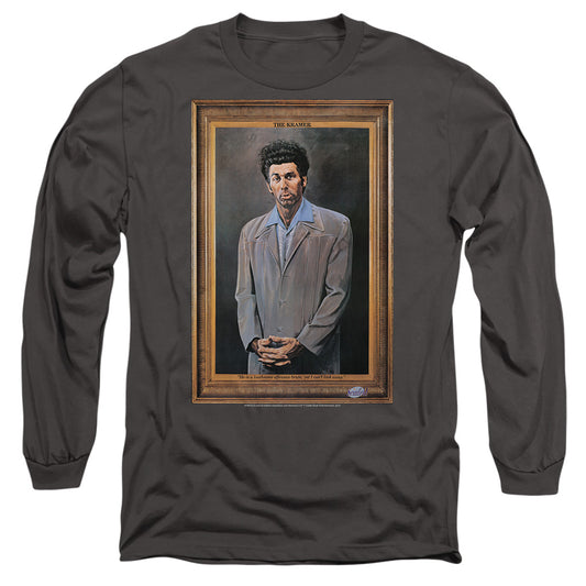 Seinfeld Kramer Portrait Mens Long Sleeve Shirt Charcoal Officially Licensed