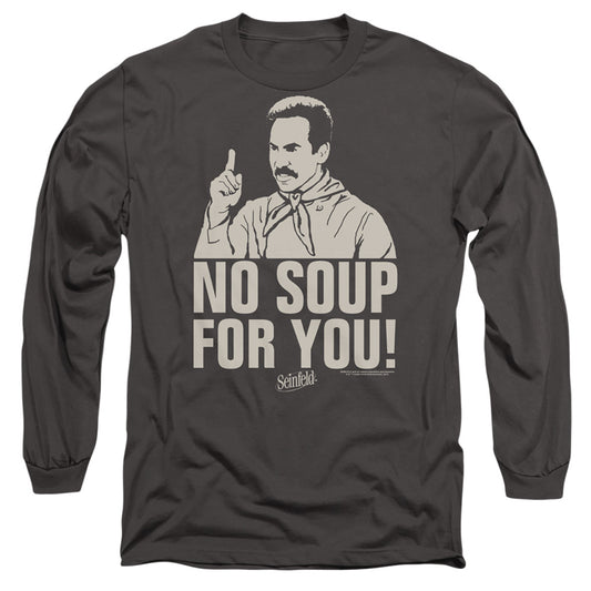 Seinfeld No Soup Mens Long Sleeve Shirt Charcoal Officially Licensed