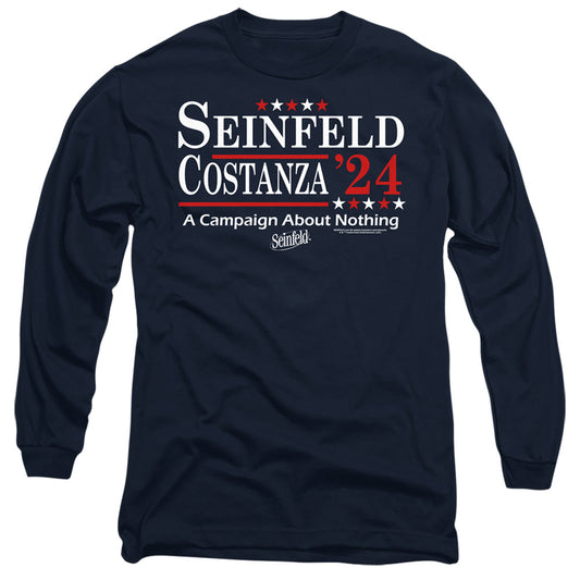 Seinfeld Election Tee Mens Long Sleeve Shirt Navy Officially Licensed