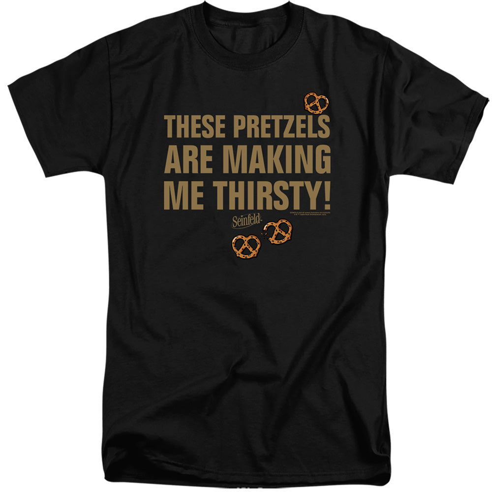 Seinfeld Pretzels Thirsty Mens Tall T Shirt Black Officially Licensed