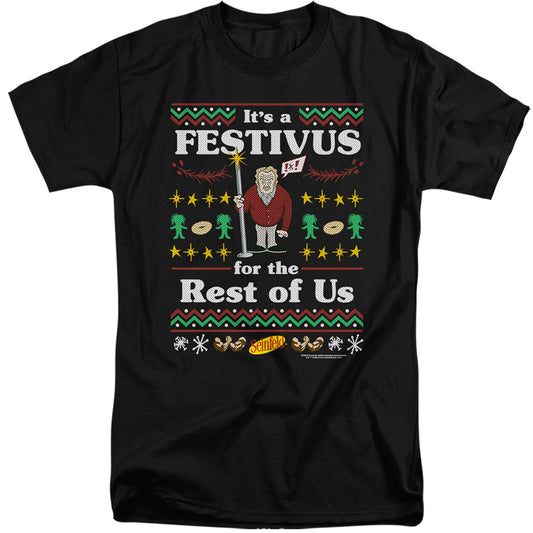 Seinfeld Festive Festivus Mens Tall T Shirt Black Officially Licensed