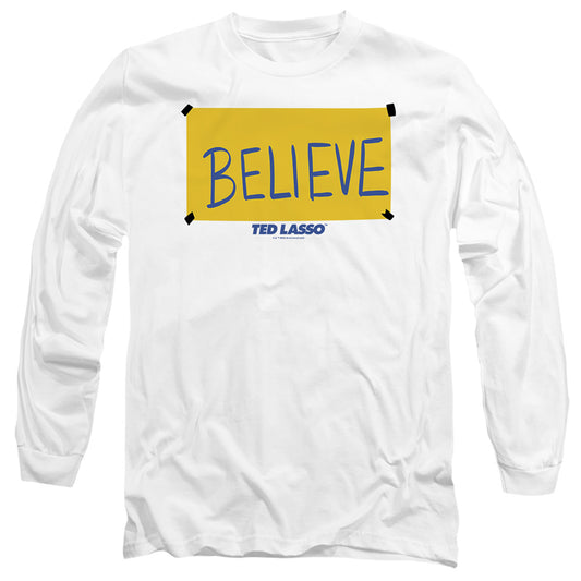 Ted Lasso Ted Lasso Believe Sign Mens Long Sleeve Shirt White Officially Licensed