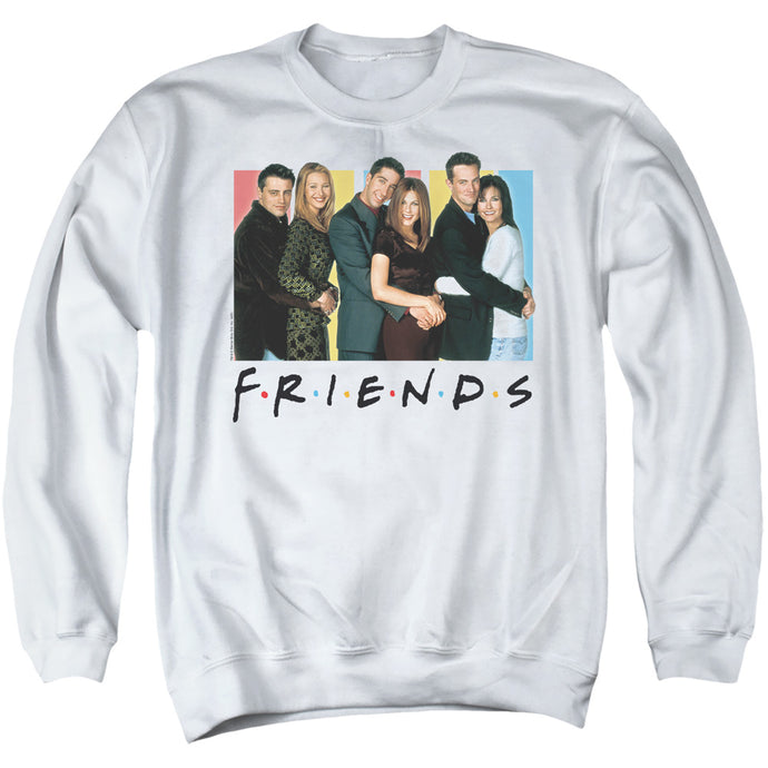 Friends Cast Logo Mens Crewneck Sweatshirt White