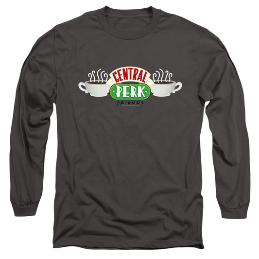 Friends Central Perk Logo Mens Long Sleeve Shirt Charcoal Officially Licensed