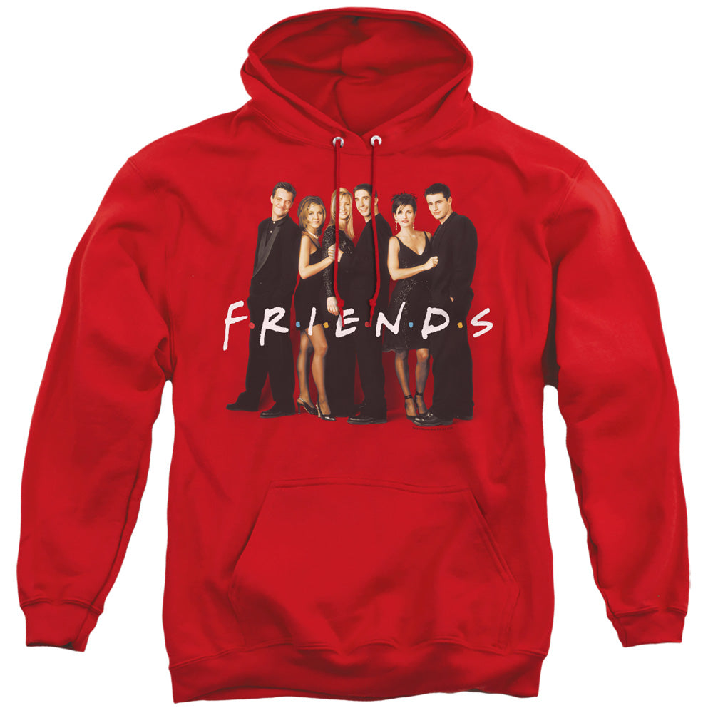 Friends Cast In Black Mens Hoodie Red