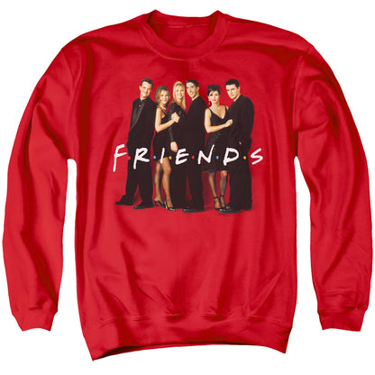 Friends Cast In Black Mens Crewneck Sweatshirt Red