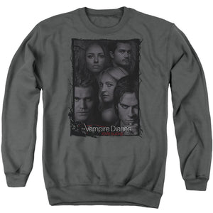 Vampire Diaries So Here We Are Mens Crewneck Sweatshirt Charcoal