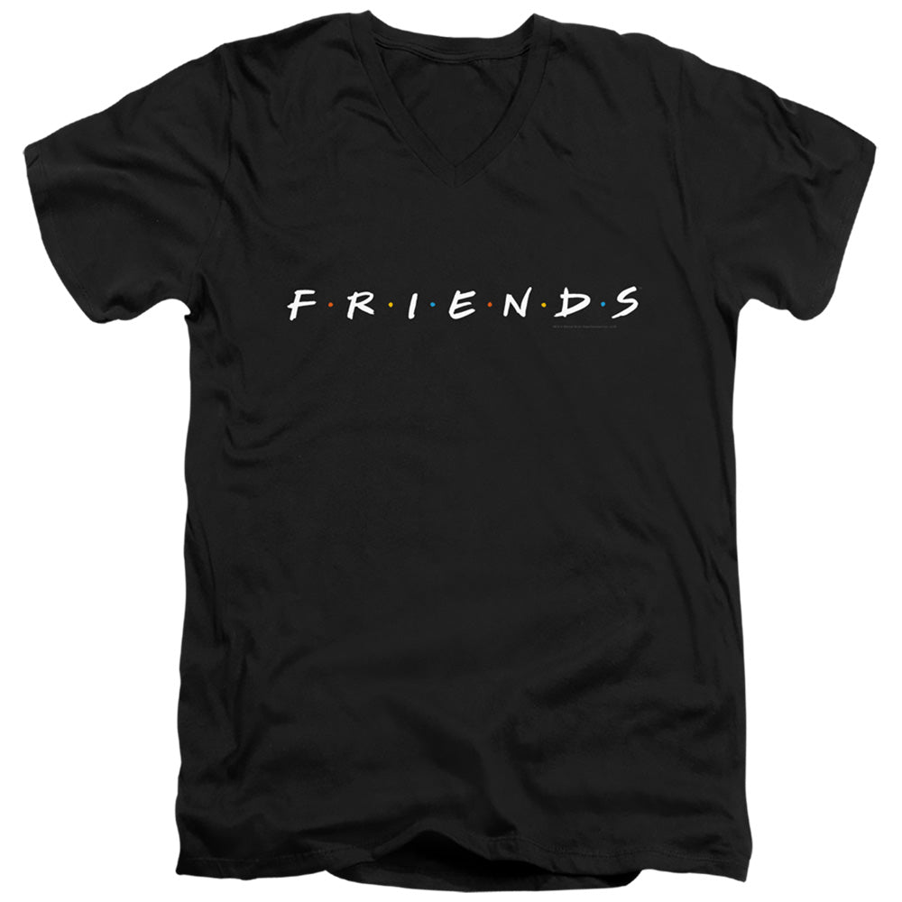Friends Logo Mens Slim Fit V-Neck T Shirt Black