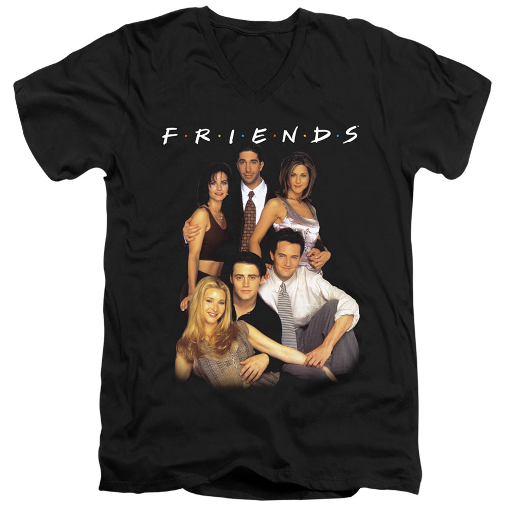 Friends Stand Together Mens Slim Fit V-Neck T Shirt Black
