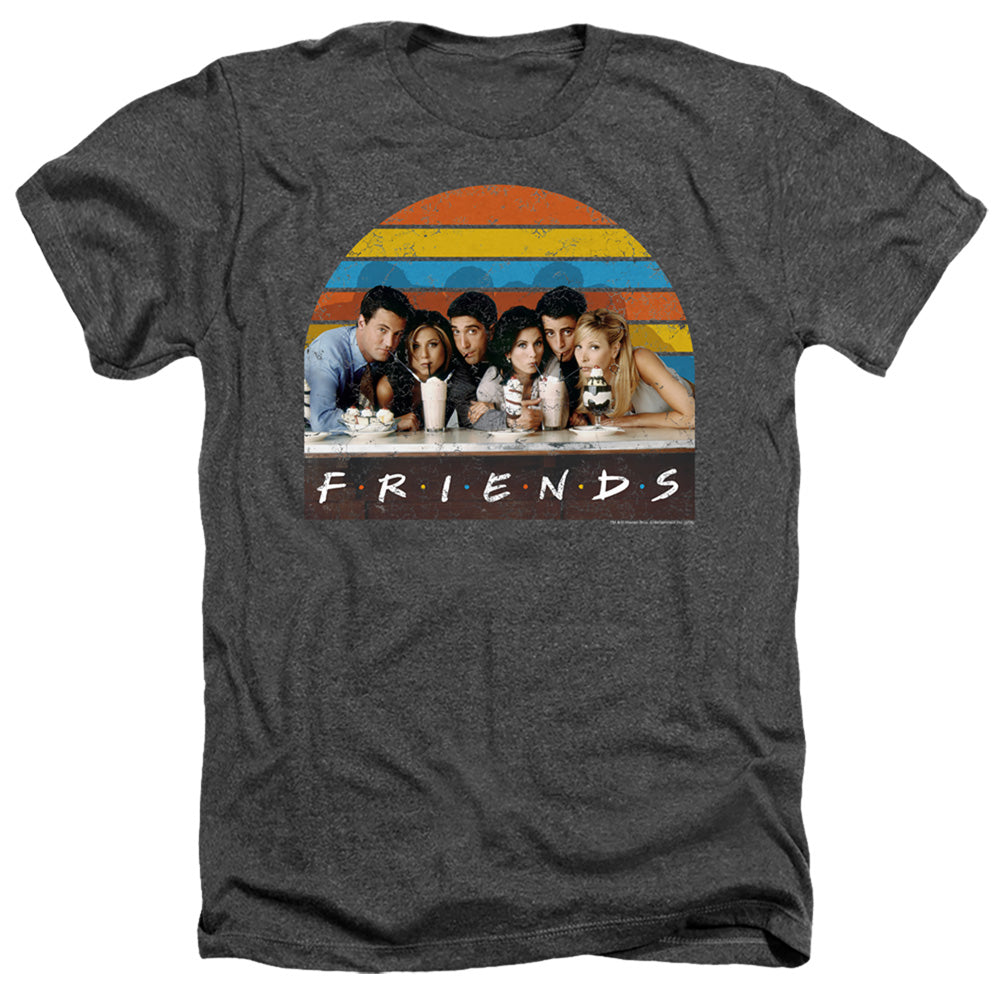 Friends Soda Fountain Heather Mens T Shirt Charcoal