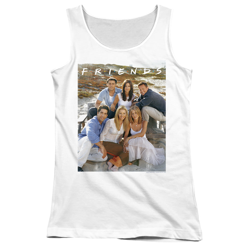 Friends Lifes A Beach Womens Tank Top Shirt White