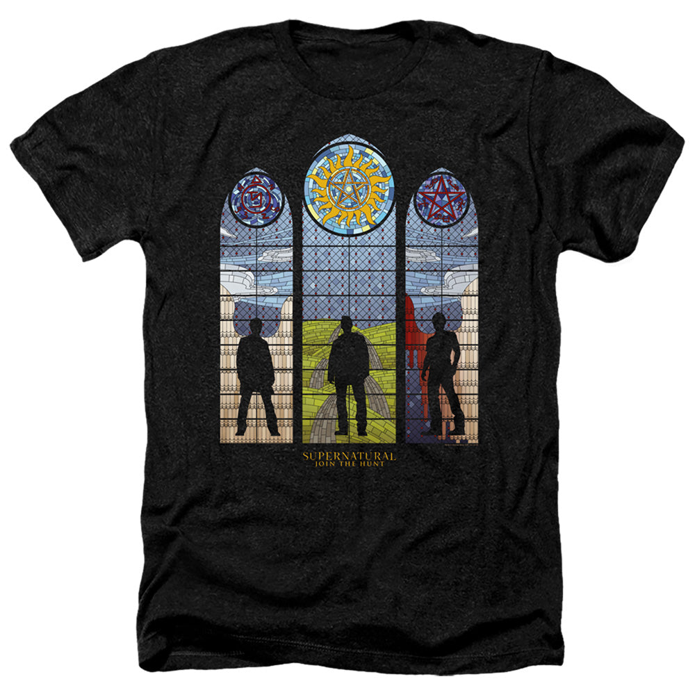 Supernatural Stained Glass Heather Mens T Shirt Black