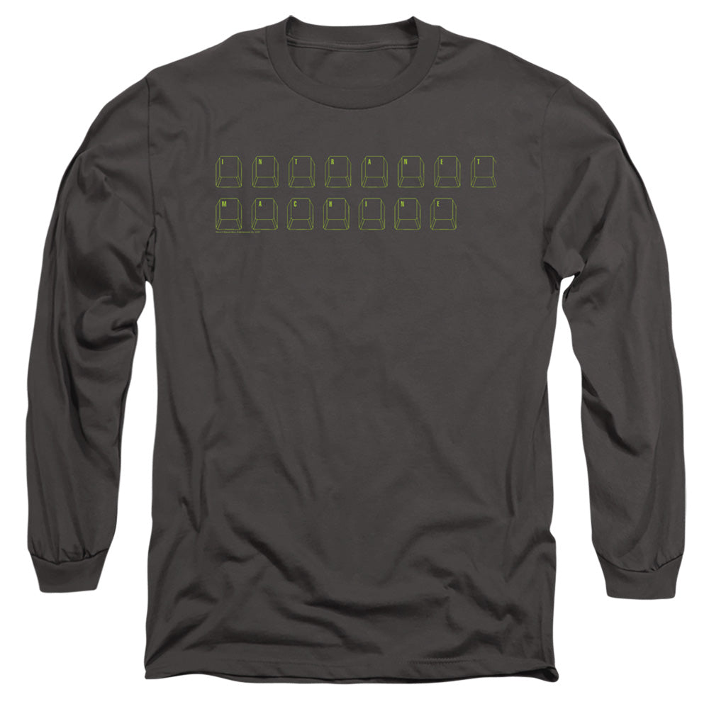 Big Bang Theory Intranet Machine Mens Long Sleeve Shirt Charcoal Officially Licensed