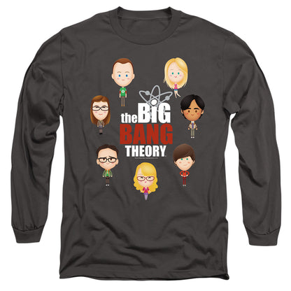 Big Bang Theory Emojis Mens Long Sleeve Shirt Charcoal Officially Licensed