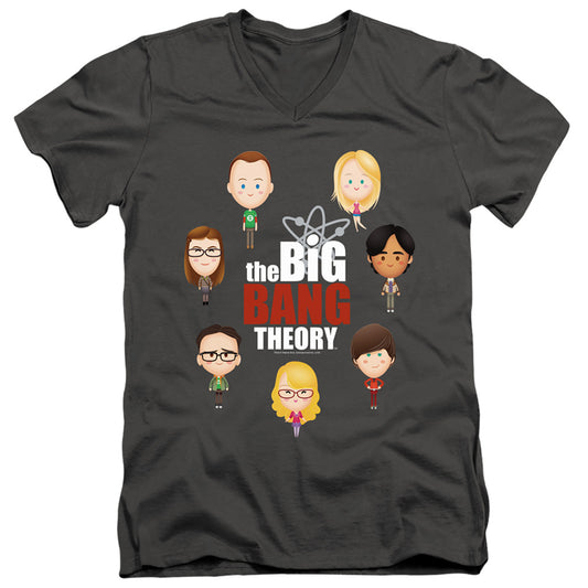 Big Bang Theory Emojis Mens Slim Fit V-Neck T Shirt Charcoal