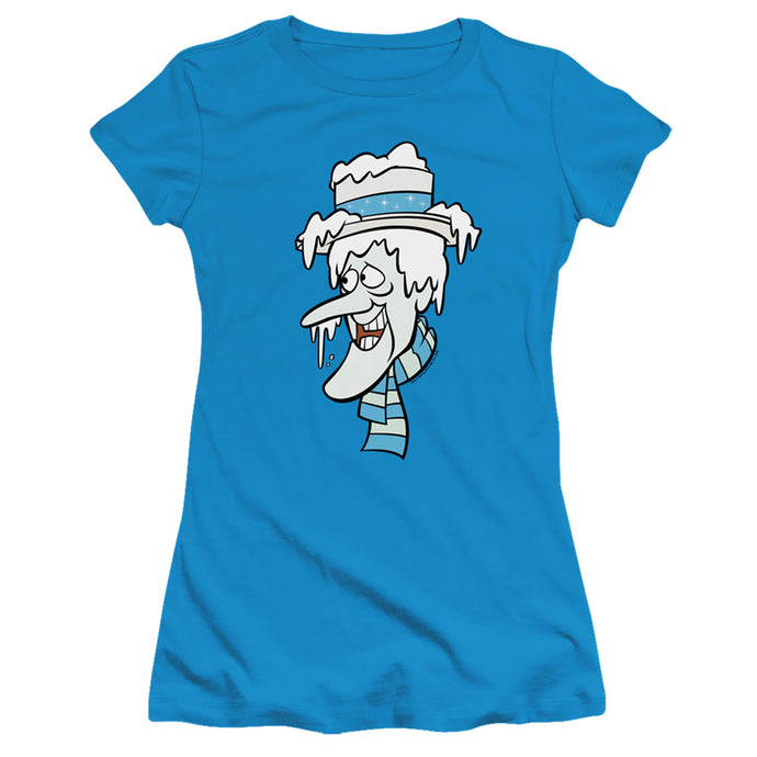 The Year Without A Santa Claus Snow Miser Junior Sheer Cap Sleeve Womens T Shirt Turquoise
