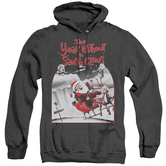 The Year Without A Santa Claus Santa Poster Mens Heather Hoodie Black