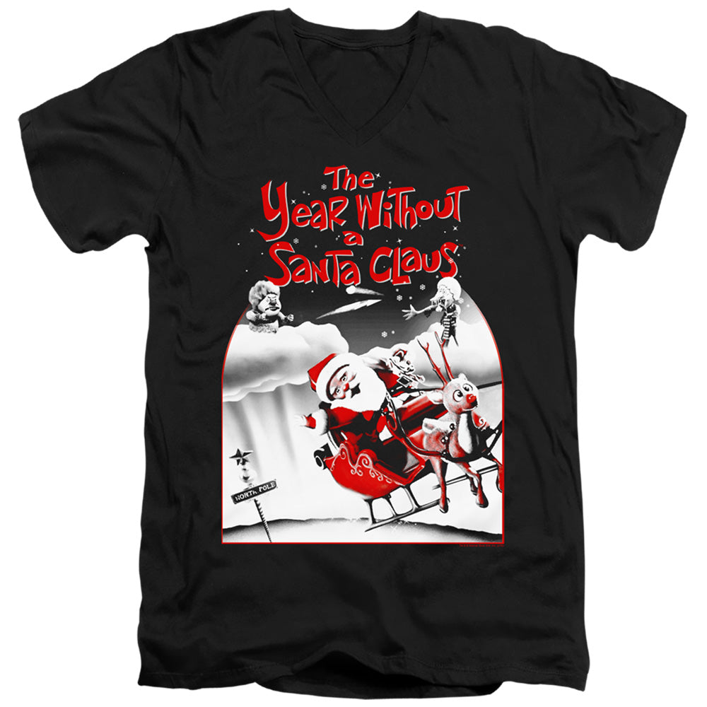 The Year Without A Santa Claus Santa Poster Mens Slim Fit V-Neck T Shirt Black