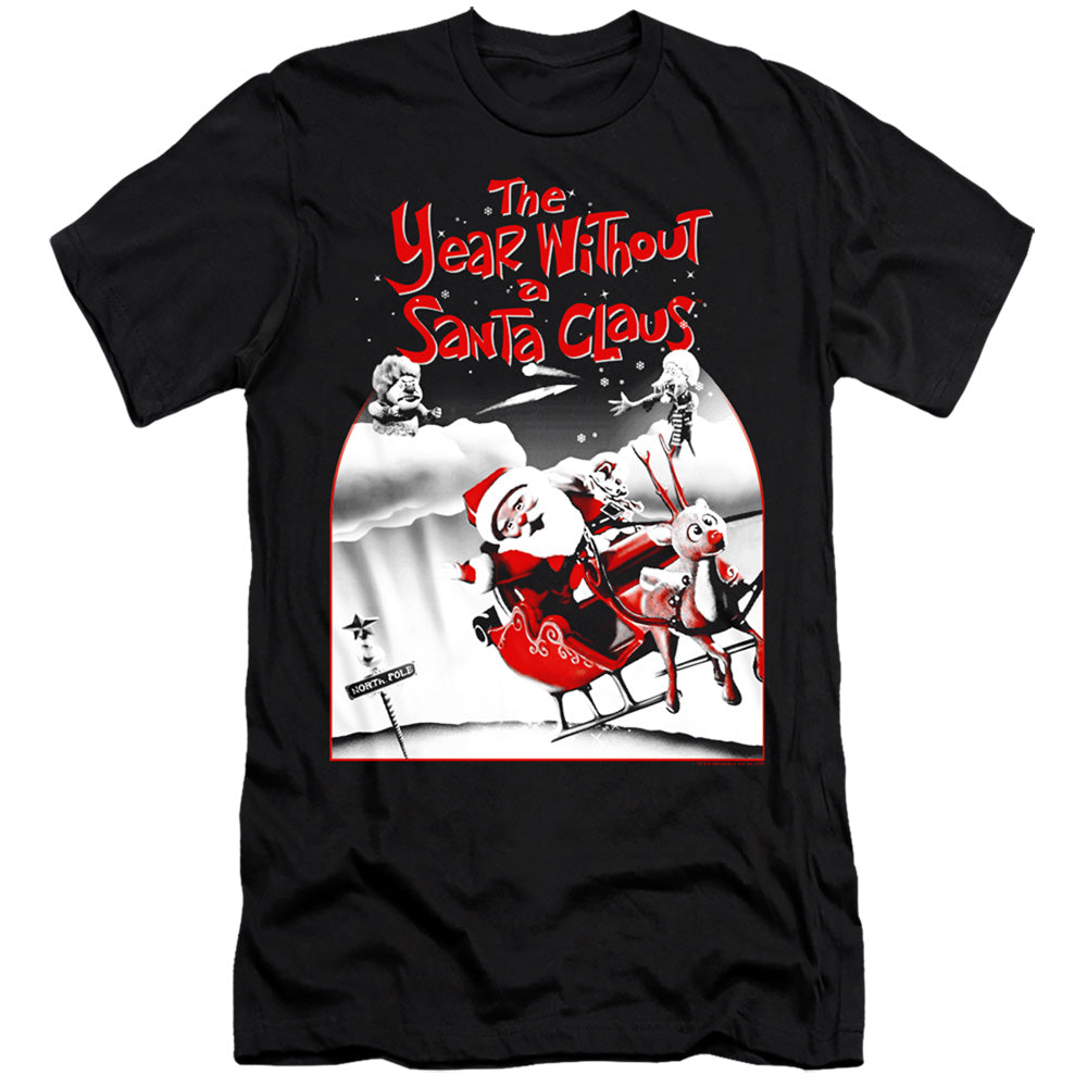 The Year Without A Santa Claus Santa Poster Premium Bella Canvas Slim Fit Mens T Shirt Black